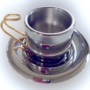 Set of 6 New Insulated S/S 18/10 Espresso cups sets original from Italy.